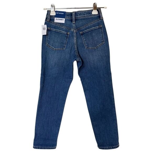 Old Navy O.G. Straight High Rise Stretch Dark Wash Jeans Sz 8 NWT - Picture 2 of 11